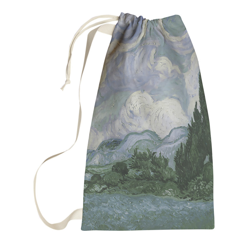 Sac à linge Browerville Wheatfield with Cypresses, Petit (H 64 po x l 20 po x P 1,5 po), Bleu / Vert