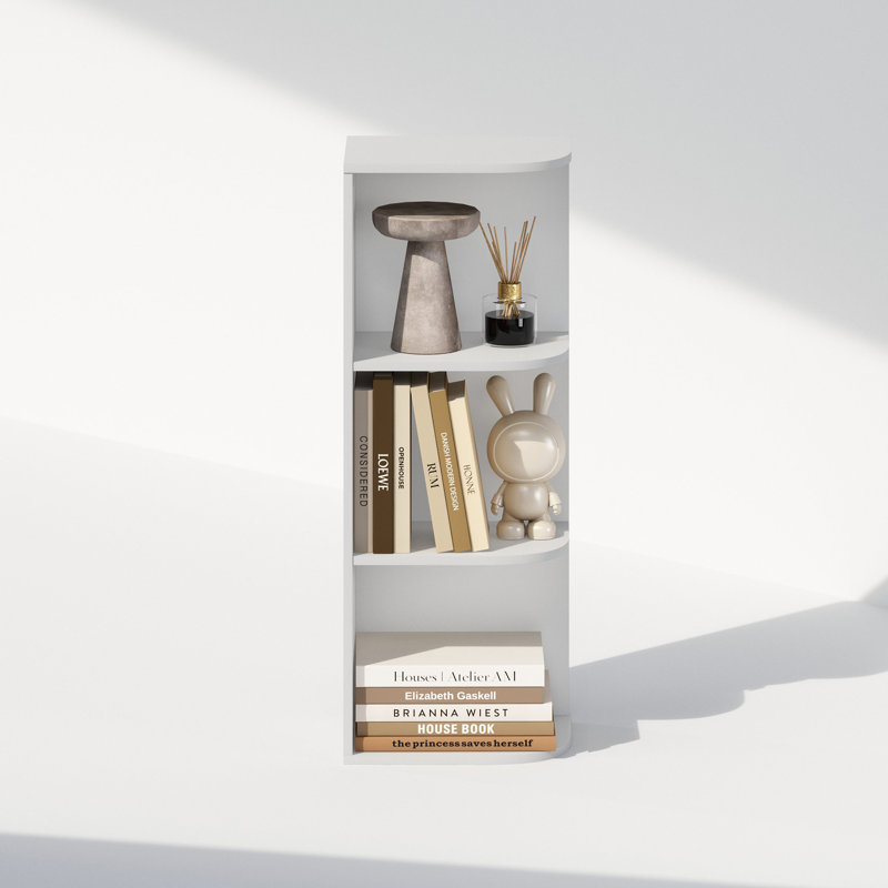 Reed Space Saving Corner Storage Display Shelf, Bookshelf, White, (3 Shelves) 31.5" H x 12.01" W x 9.3" D