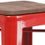 Tabouret de bar en métal sans dossier de 30 po de hauteur avec siège carré en bois Margherite-58202619-58202617