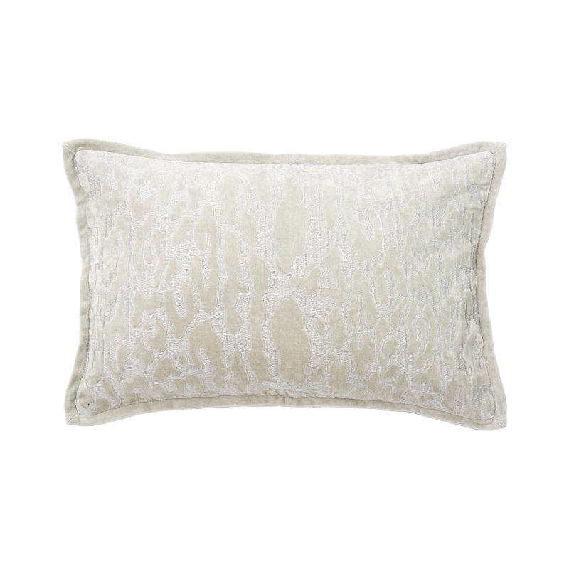 Ash Embroidered Cotton Velvet Rectangular Throw Pillow