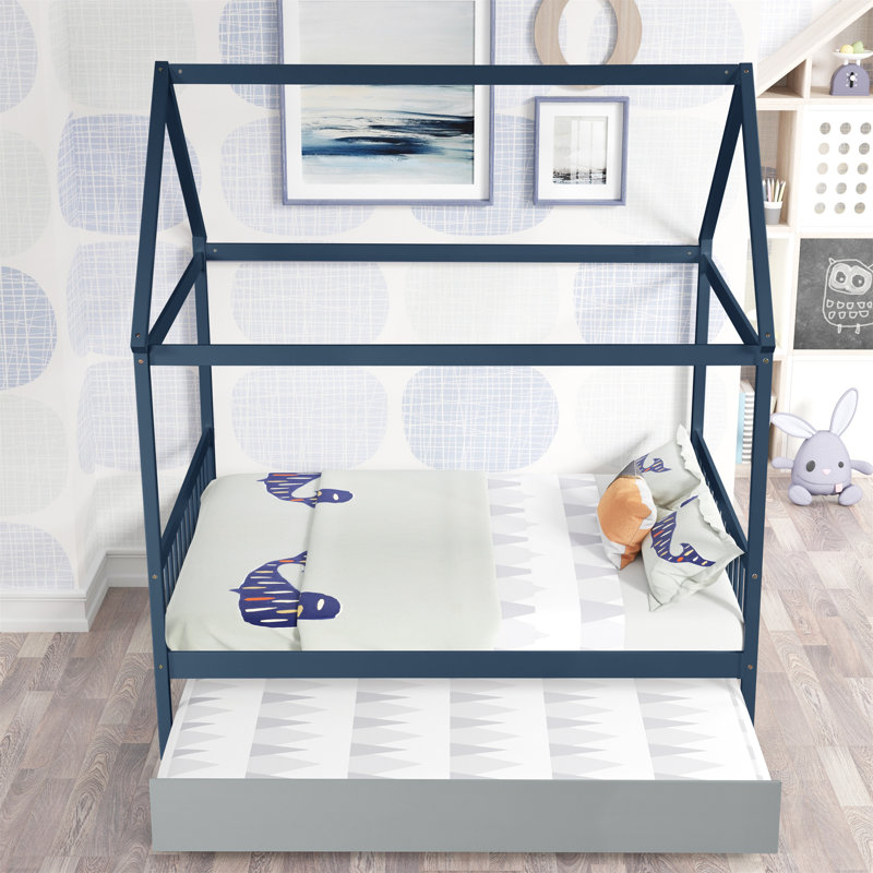  Eliud House Full Bed With Trundle, Blue