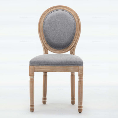 Farmhouse Solid Wood Frame Dining Chairs with Cushioned Linen Seat & Backrest for Comfort and Style, Set of 2