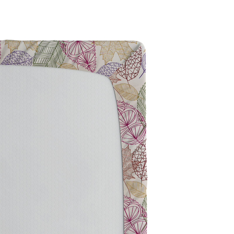 Ambesonne Nature Fitted Sheet Leaves Botanical Style Art, Twin Fitted Sheet, Dark Eggshell/Multicolor Floral