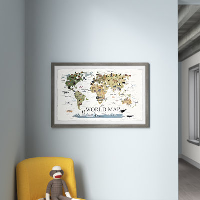 World Map Of Animals Framed Art