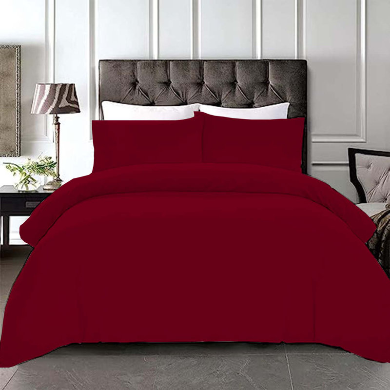  Ensemble de housse de couette en microfibre 3 pièces, Housse de couette grand + 2 taies décoratives, Mauve royal