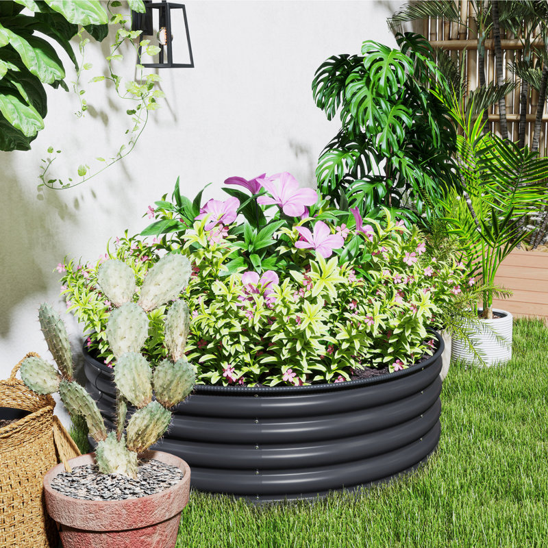 Metal Raised Garden Bed, Dark Grey