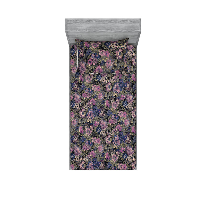 Drap-housse et taies décoratives 3 pièces Ambesonne, Ensemble de draps pour lit simple TG avec 1 taie d