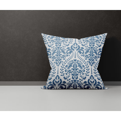 Damask Cotton Reversible Throw Pillow
