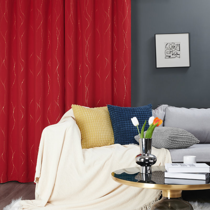 Blackout Curtain Pair, 117cm W x 183cm D, Red