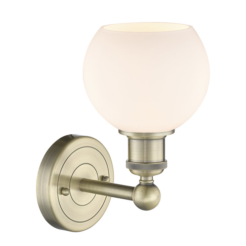 Cheboygan Armed Sconce, Matte White, Antique Brass