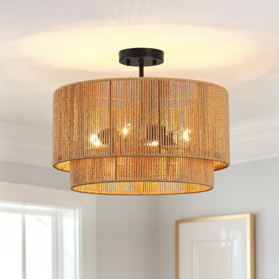 18 In. 4-light Tiered Drum Semi-flush Mount