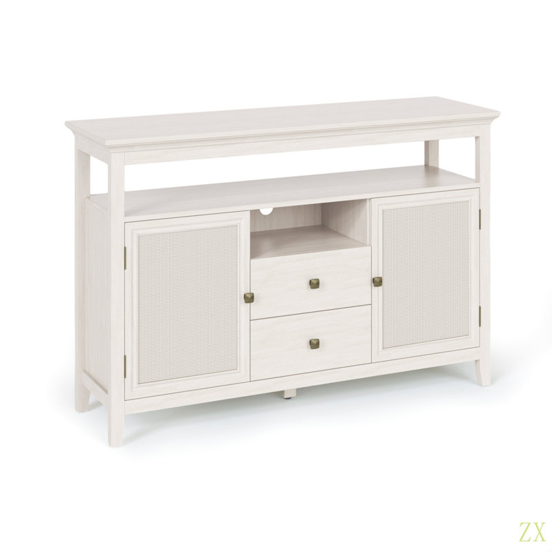 Buffet 52,8 po en rotin, armoire de rangement style ferme Boho avec tablettes réglables, armoire d'appoint pour la cuisine