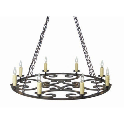 Lustre en roue de chariot à 8 lumières Ashley