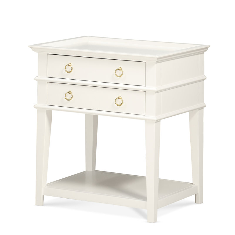 Table de chevet 2 tiroirs, Blanc