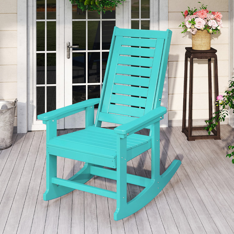 Chaise berçante d'extérieur Plumville, Turquoise