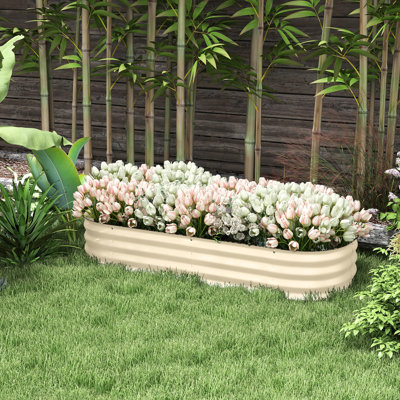 Lit de jardin en métal - pot de fleurs surélevé galvanisé de 4,9 pi x 2 pi 1 po avec bordure pour la plantation de légumes et d'herbes
