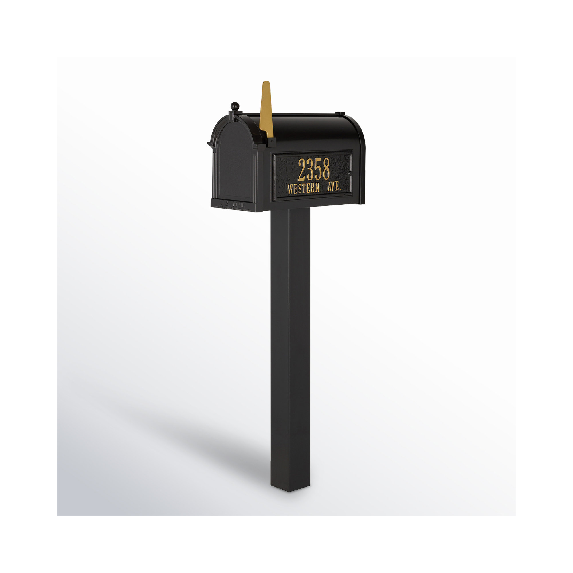 Premium Package Post Mounted Mailbox, Black, Yes