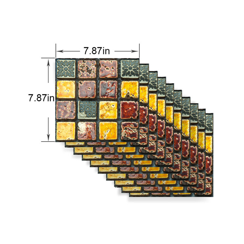 10 pièces chacune, autocollants de carreaux décoratifs autocollants, dosseret de mosaïque 3D, autocollants muraux en vinyle pour la maison, décoration de salle de bain; brun