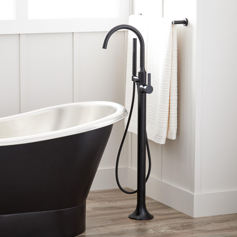 Lentz Freestanding Tub Faucet with rough-in valve - Lever Handle, Matte Black 