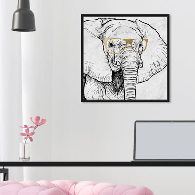 «Zoo and Wild Animals Elephant and Eye Glasses», reproduction d'impression sur toile