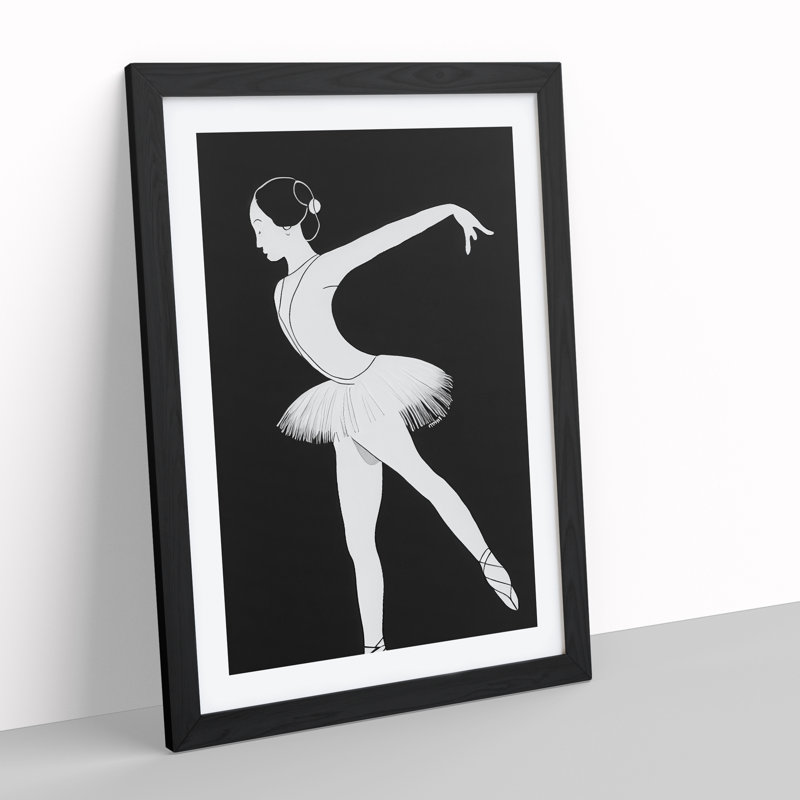 Monochrome Ballerina No.4 - Wall Art, Black Framed, 34cm H x 25cm W x 2cm D
