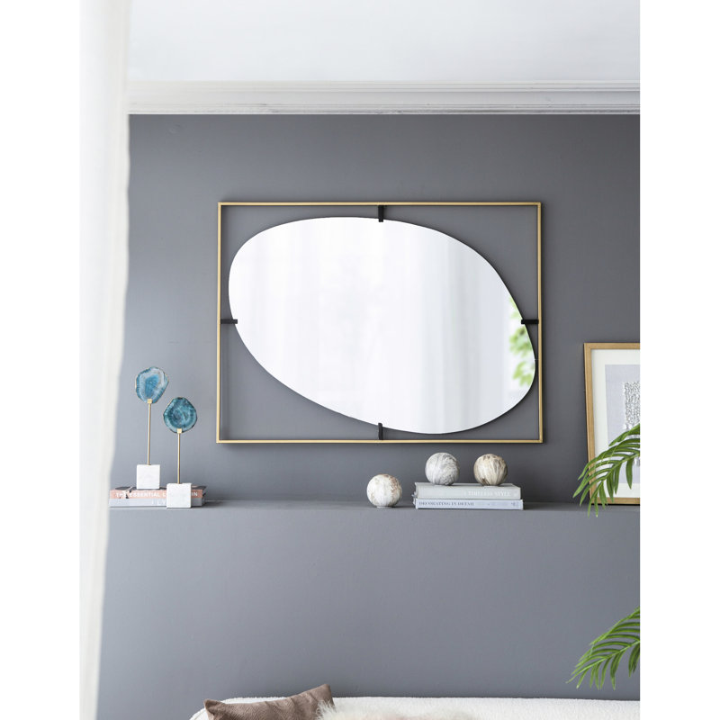 Miroir coquelicot en métal doré 30X1x40 "