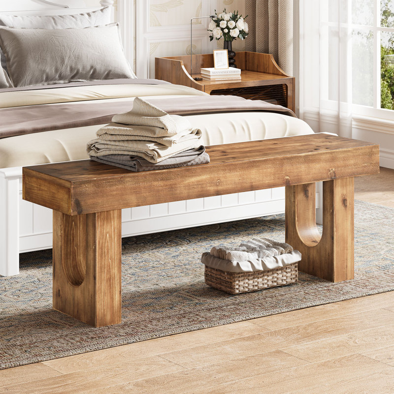 Banc de 47 po en bois massif pour hall d'entrée, banc à chaussures de style campagnard, banc de siège de couloir étroit