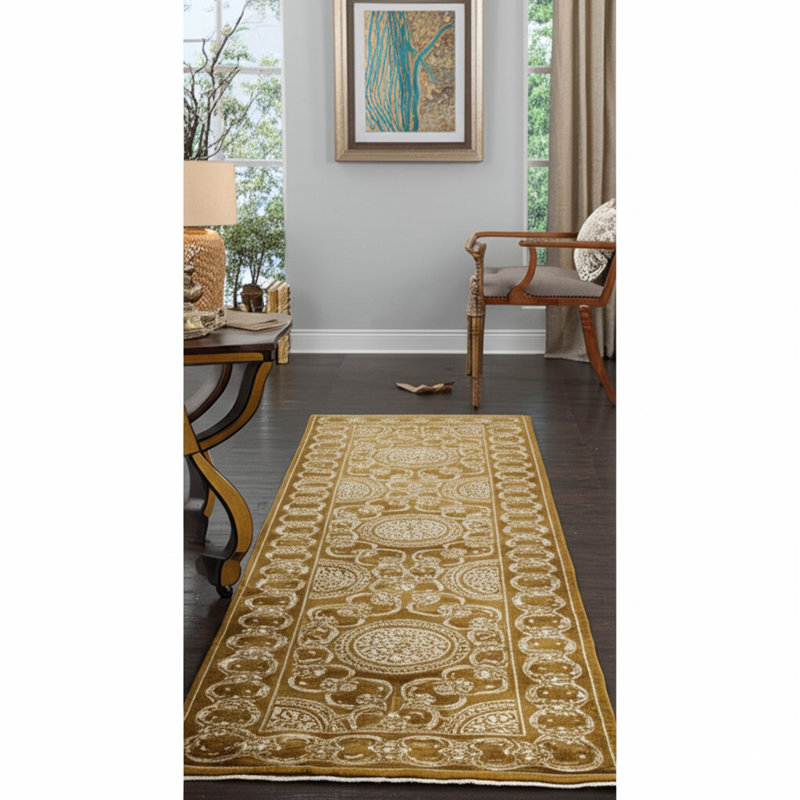 Bragg Brown Hand Knotted Afghan Wool Transitional All Over Handmade 2'2" x 10' Runner Rug