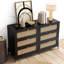 Buffet moderne en bois et rotin avec commode à 6 tiroirs pour chambre à coucher, salon, entrée et couloir