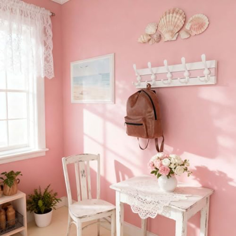 Portemanteaux mural Coastal, Blanc, rose