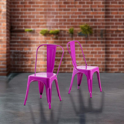 Ensemble de 2 chaises de salle à manger industrielles en métal de 18 pouces de hauteur empilable à l'intérieur, à l'extérieur, légère, facile à nettoyer, facile à assembler et durable