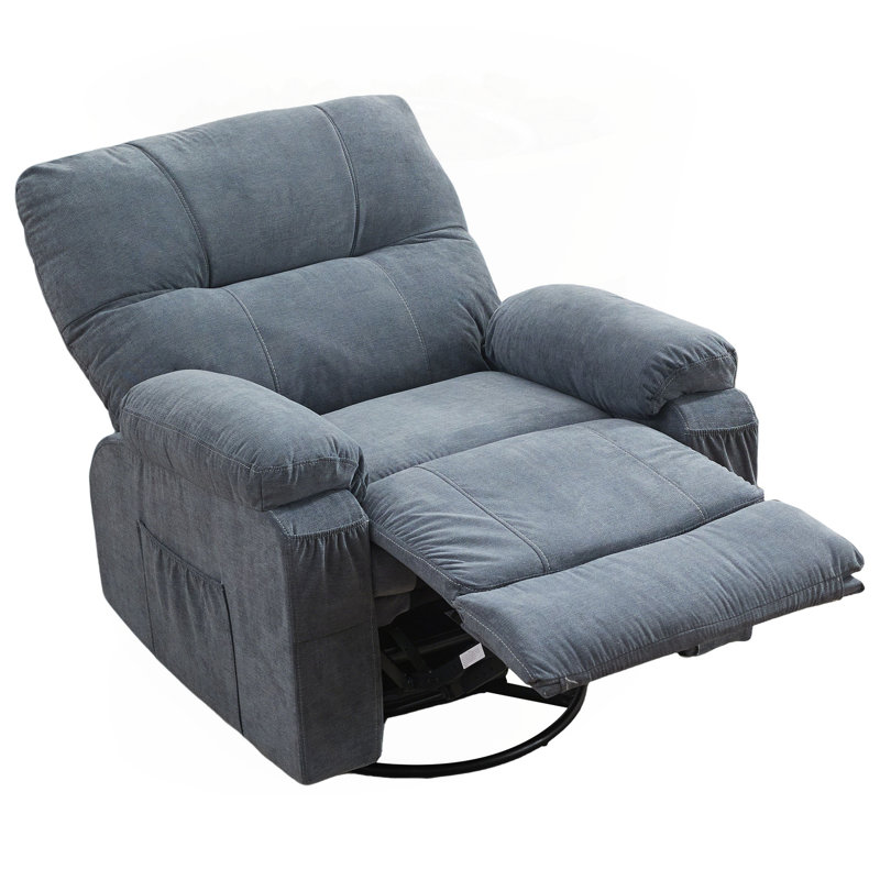 Comfortable Rotating Recliner Bowie with Soft Cushions for Relaxation, Lin bleu