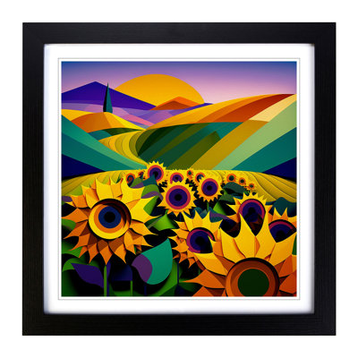 Sunflower Field Constructivism - Framed Print