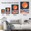 Large Orange Full Moon Over Ocean Waves Wall Art Print