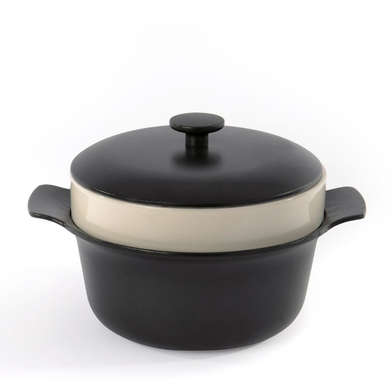 BergHOFF Ron 4,4 pte Marmite en fonte avec couvercle, Noir