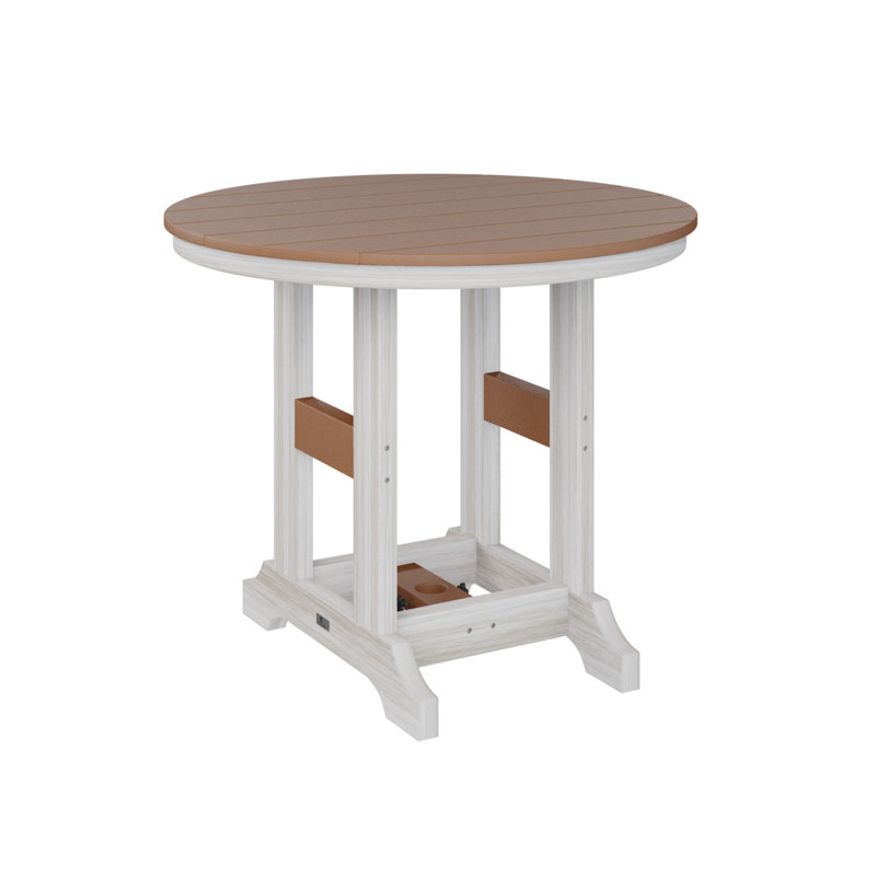 Garden Classic Outdoor Round Dining Table, Seashell, Cedar