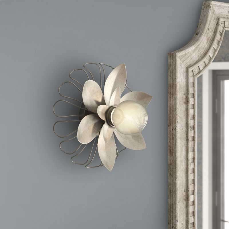 Keaton Flush Mounted Sconce, Burnished Silver Leaf