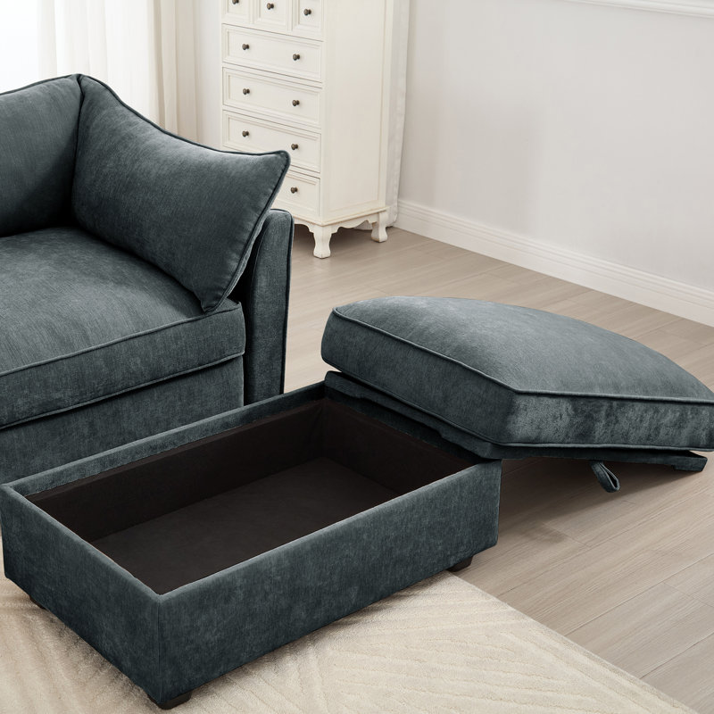 Armless Sofa Velvet-Grey