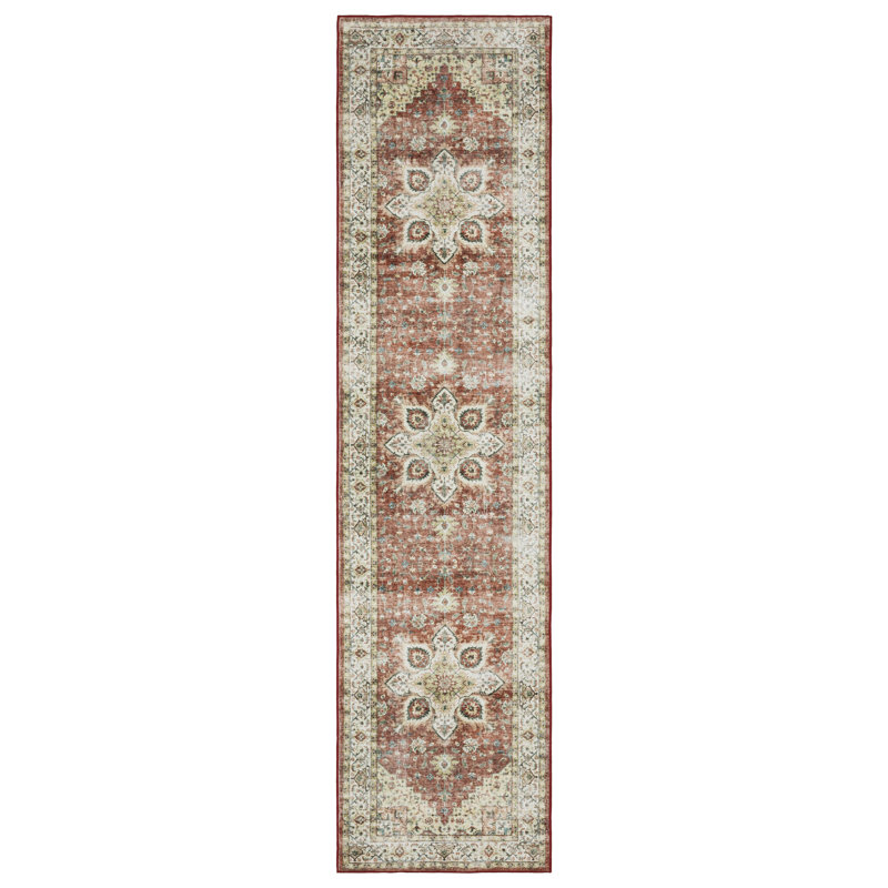 Tapis rouge / ivoire Silas, Tapis de couloir 2 pi x 8 pi