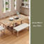 Table de salle à manger extensible Farmhouse 82 pièces 6 pièces avec repose-pieds, 4 chaises rembourrées et banc, 2 rallonges amovibles 11 po
