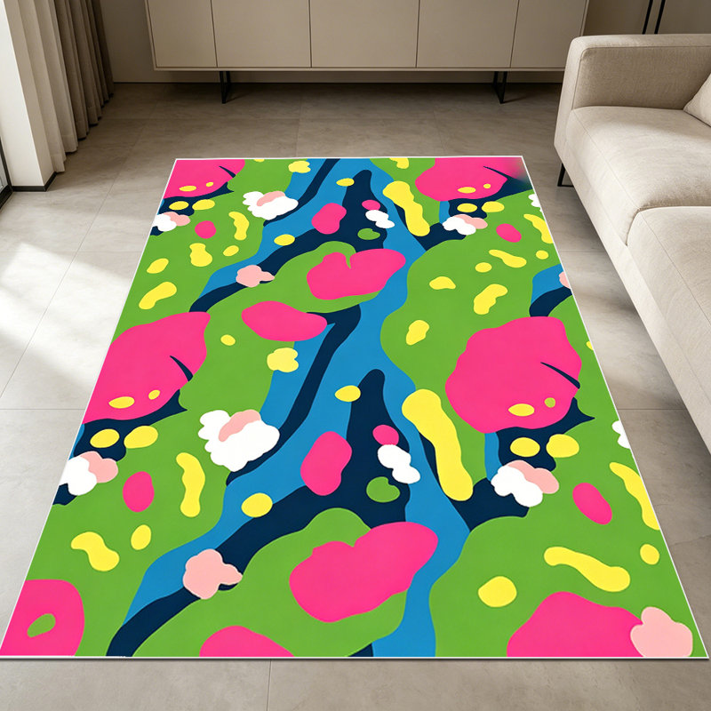 1PC Vibrant Multicolor Abstract Tropical Leaf Print area rugs for Living Room, Soft and Comfortable, Suitable for all seasons, easy-to-maintain, machine washable Indoor floor mat, Under Table Farmhouse suitable for dining table, kitchen, bedroom,
