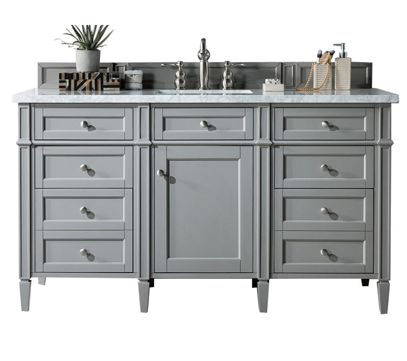 Brittany 60'' W Single Vanity, Urban Gray, 8" Widespread, Siberian