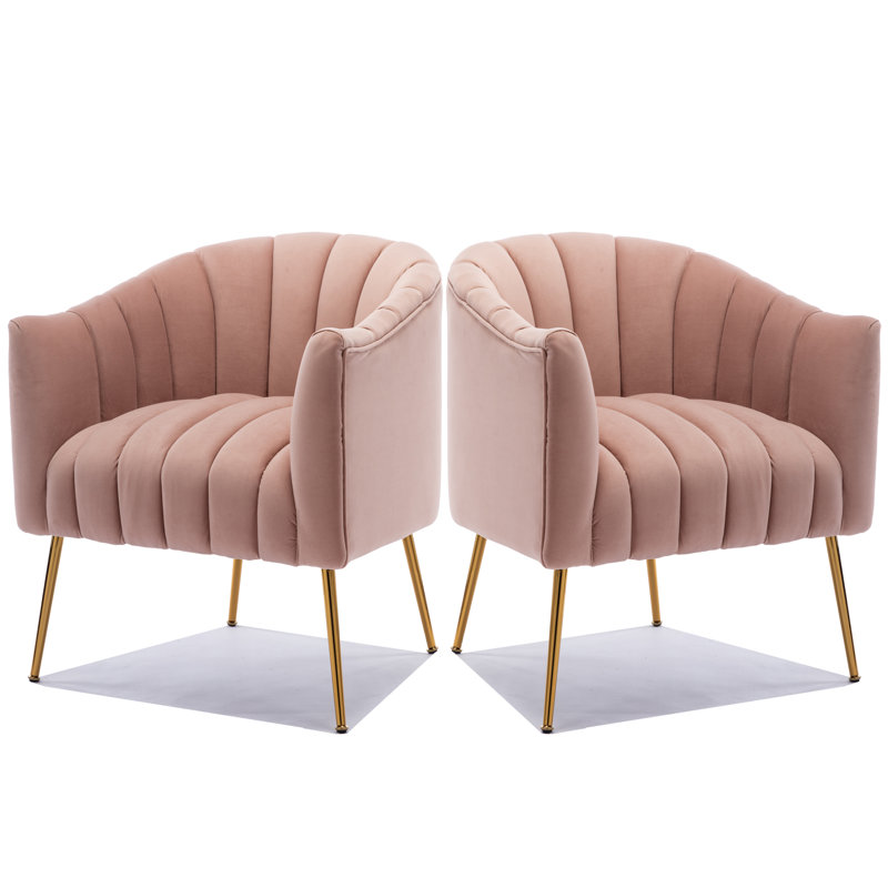 Velours capitonné large de 28 po Murrow, Velours rose, 2