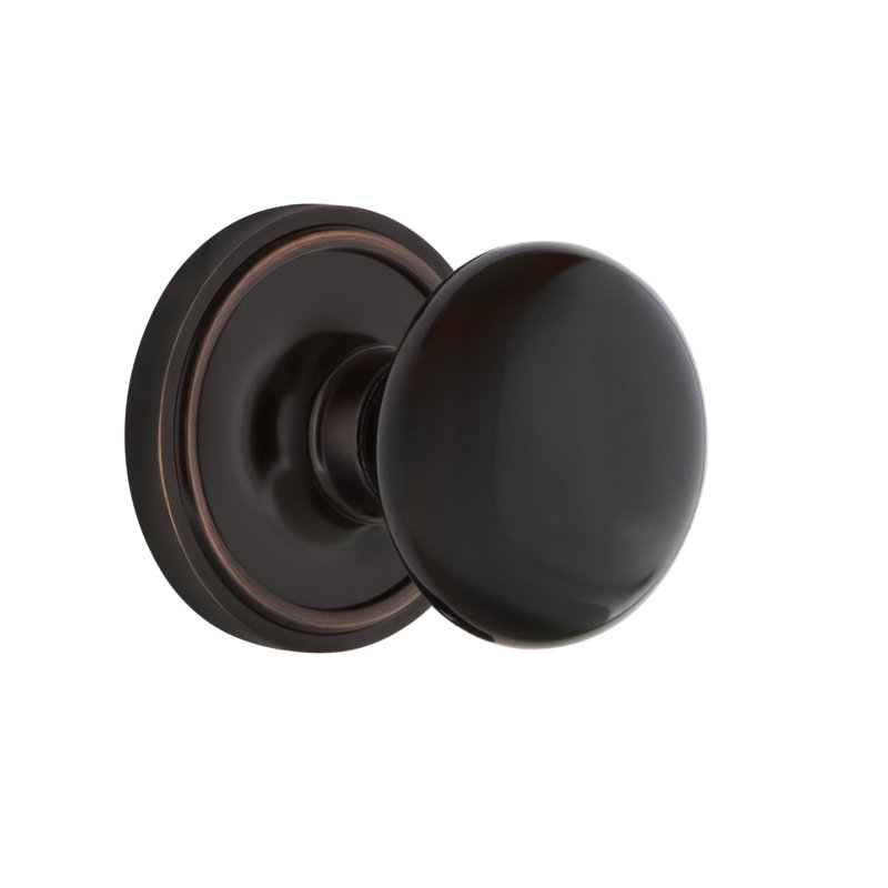 Classic Rosette with Black Porcelain Door Knob, Timeless Bronze, 2-3/8"