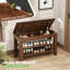 Banc à chaussures en bois d'hévéa massif avec rangement dissimulé, tablettes réglables à 2 niveaux, siège en similicuir souple, range-chaussures pour le couloir ou la chambre à coucher, assemblage durable et facile, largeur de 31,5 po