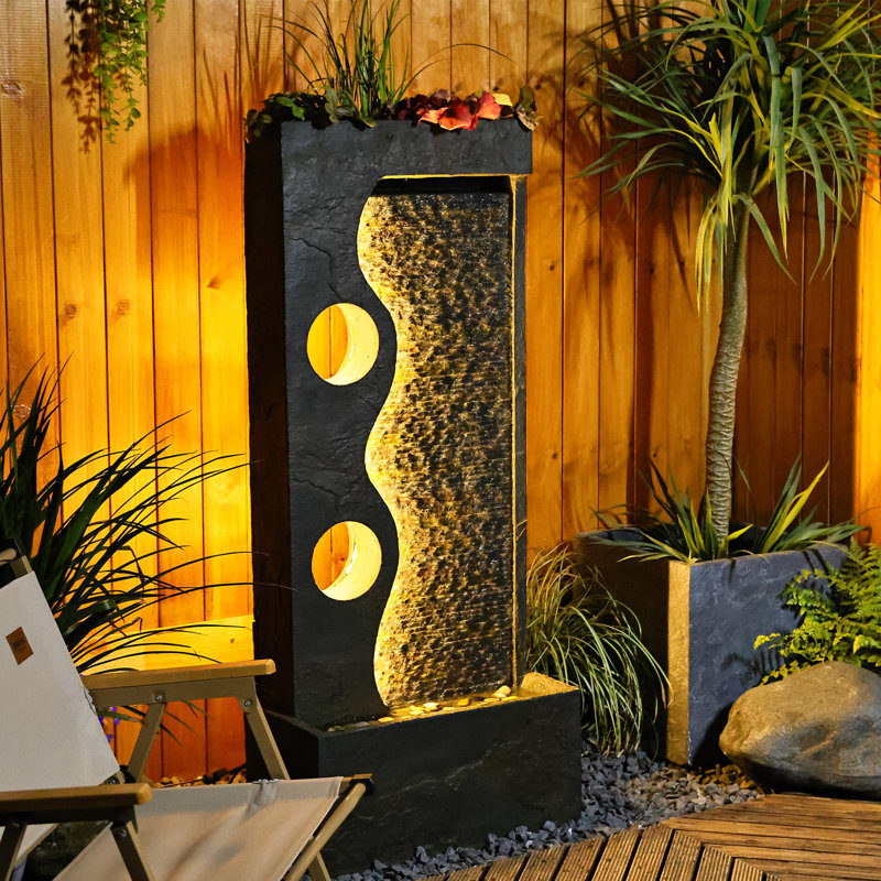 Hand Crafted Weather Resistant Floor Fountain with Light
