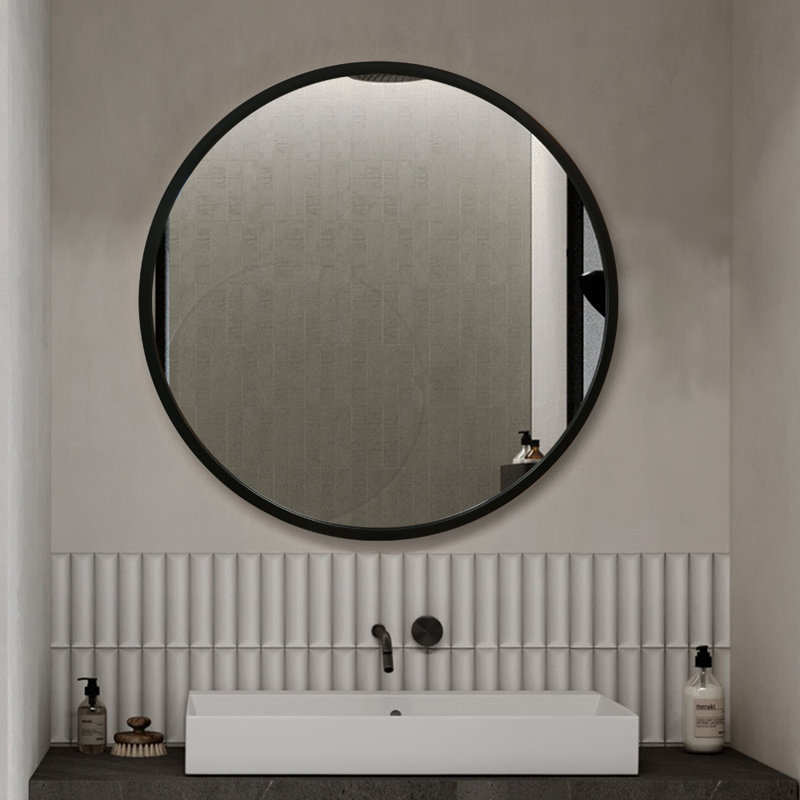Miroir mural encadré, Noir, 23,6 po x 23,6 po