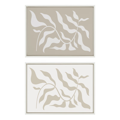 Sylvie Modern Matisse Inspired Botanical Framed Canvas by Creative Bunch Studio 2 Piece 18x24 White -  Red Barrel Studio®, F2CA92C04432447D95325422899CCC86