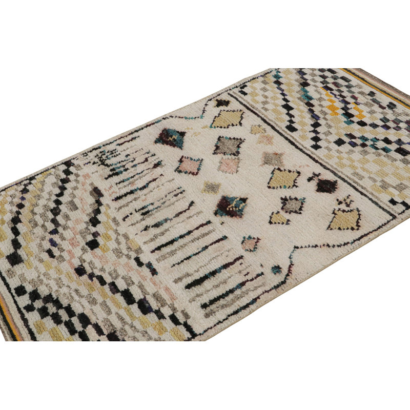 Moroccan Hand Knotted Geometric Area Rug, Rectangle 8' x 10'