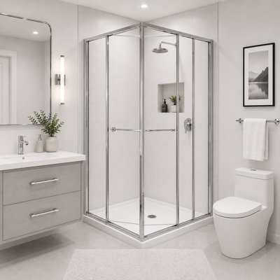Framed Square Corner Sliding Shower Enclosure, Easy-Clean 8mm Tempered Glass, Chrome, 36" x 36" x 71"